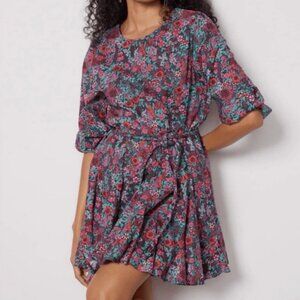 Evereve Sutton Floral Long-Sleeved Dress [Belt Included]